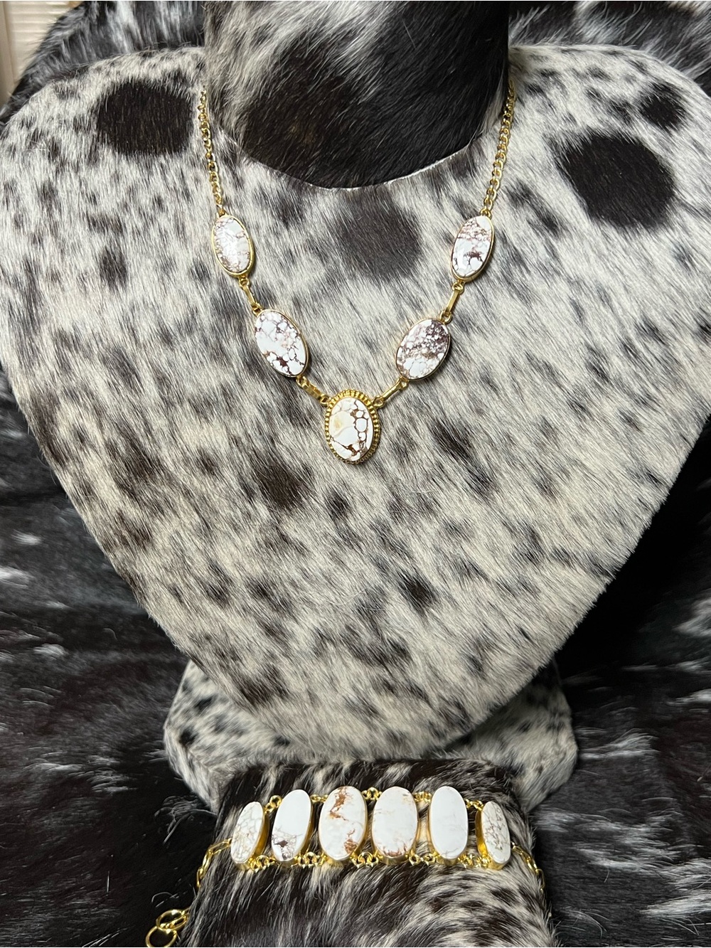 Gold over sterling silver wild horse necklace and bracelet